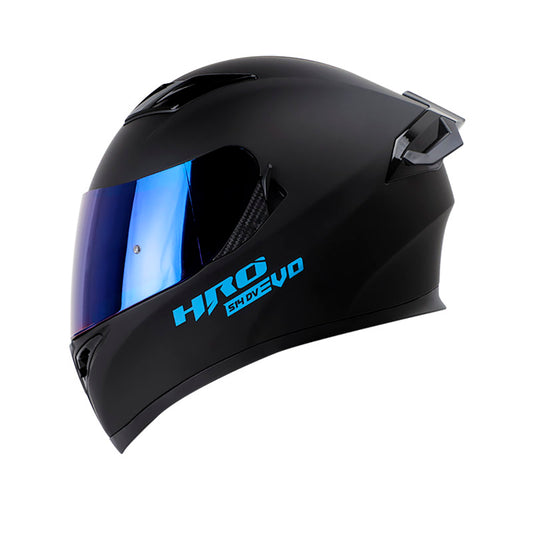 CASCO HRO HRO-514DV SOLID MATE NEGRO AZUL VISOR IRIDIUM