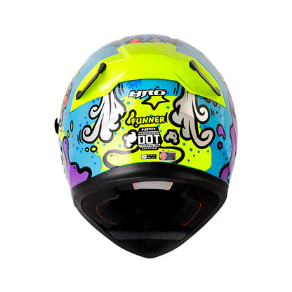 CASCO HRO HRO-514DV FUNNER AZUL AMARILLO NEON VISOR IRIDIUM