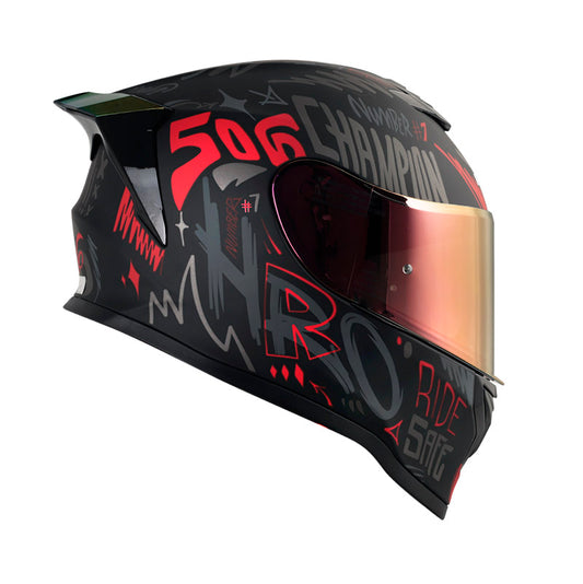 CASCO HRO HRO-506SP CHAMPION MATE NEGRO ROJO