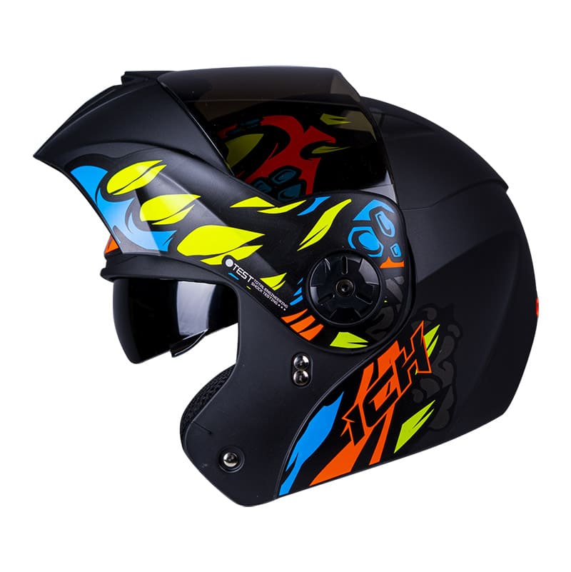 CASCO ICH ICH-3110DV GUINZ MATE NEGRO NARANJA VISOR HUMO