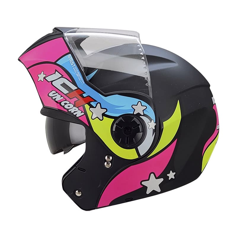 CASCO ICH ICH-3110S UNICORN MATE NEGRO FUCSIA NEON