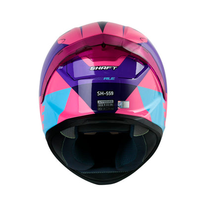 CASCO SHAFT SH-559 GINALE FUCSIA AZUL VISOR IRIDIUM MORADO