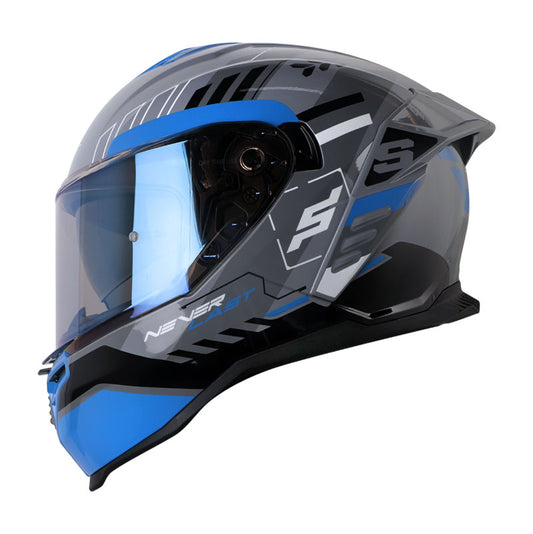 CASCO SHAFT SH-598GTR TRACER MATE GRIS AZUL VISOR IRIRIUM