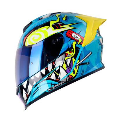 CASCO SHAFT SH-502SP VOLTAIRE AZUL AMARILLO VISOR IRIDIUM