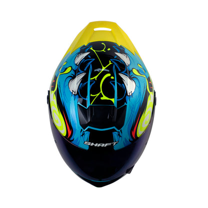 CASCO SHAFT SH-502SP VOLTAIRE AZUL AMARILLO VISOR IRIDIUM