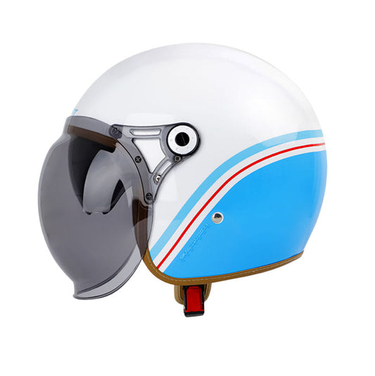 CASCO SHAFT SH-121 SCRAMBLE STRIPES BLANCO AZUL VISOR HUMO