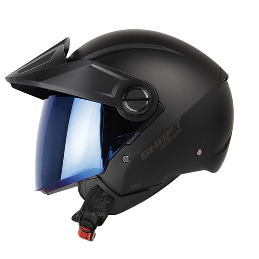 CASCO SHAFT SH-212 SOLID MATE NEGRO NEGRO VISOR IRIDIUM AZUL