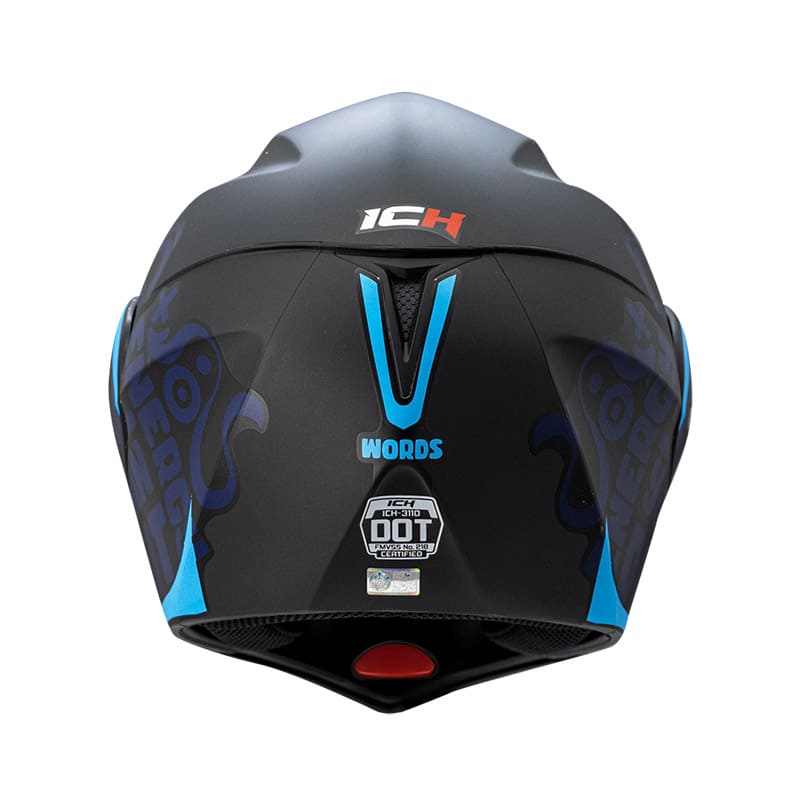 Casco para niña ICH 3110 LOVE negro mate/azul - Direli Motos