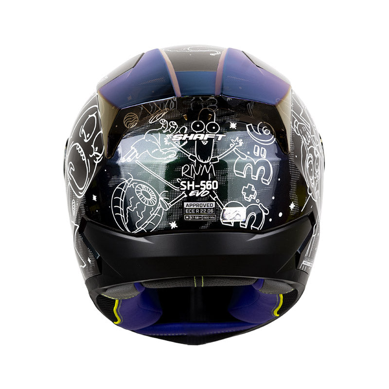 CASCO SHAFT SH-560 EVO RNM CAMALE BLANCO VISOR IRIDIUM AZUL