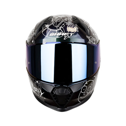 CASCO SHAFT SH-560 EVO RNM CAMALE BLANCO VISOR IRIDIUM AZUL