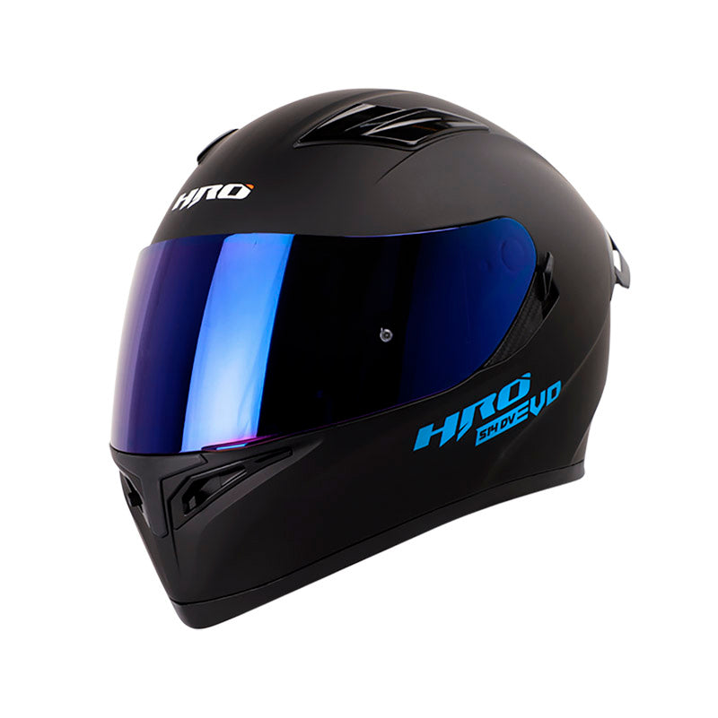 CASCO HRO HRO-514DV SOLID MATE NEGRO AZUL VISOR IRIDIUM AZUL