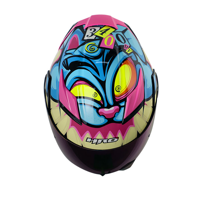 CASCO HRO HRO-3400DV EVO BAD BUNNY AZUL FUCSIA VISOR IRIDIUM