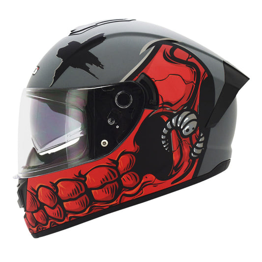 CASCO HRO HRO-518DV REAL EMOJIS MATE GRIS ROJO