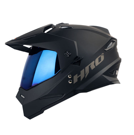 CASCO HRO HRO-MX330DV SOLID MATE NEGRO VISOR IRIDIUM AZUL