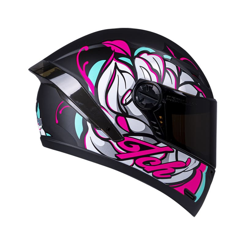 CASCO ICH ICH-501SP BLOOM MATE NEGRO FUCSIA NEON VISOR HUMO