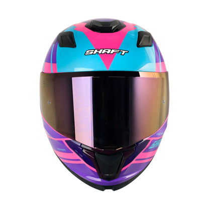 CASCO SHAFT SH-559 GINALE FUCSIA AZUL VISOR IRIDIUM MORADO