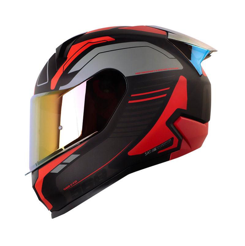 CASCO SHAFT SH-560 EVO CHAOS MATE NEGRO ROJO VISOR IRIDUM