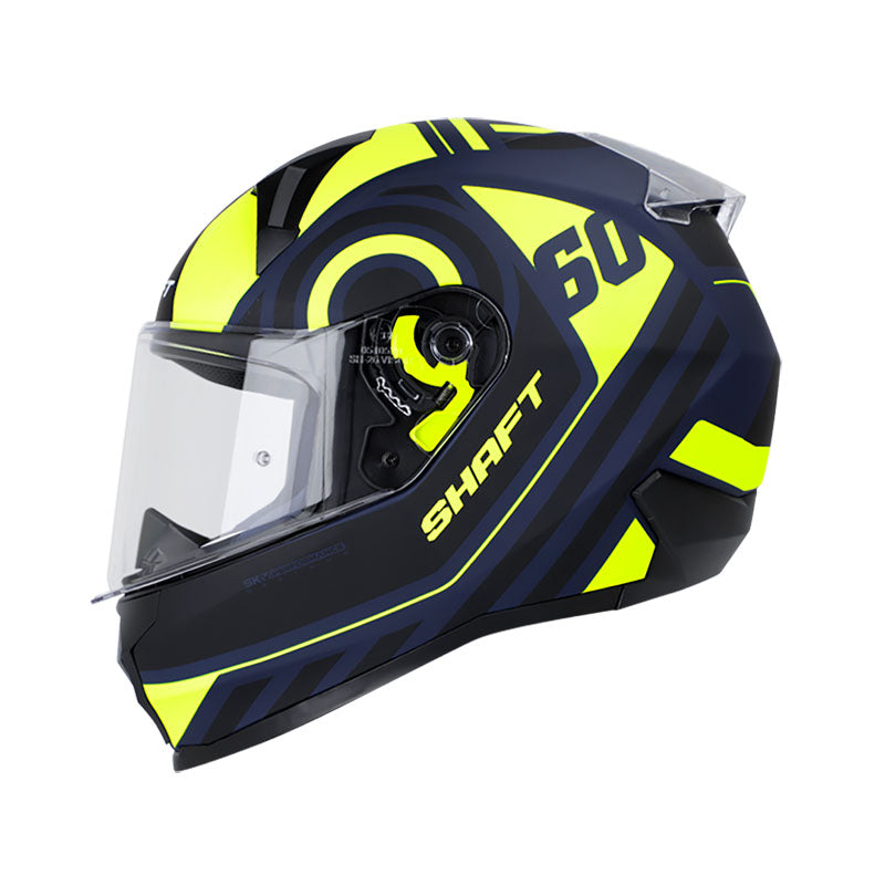 CASCO SHAFT SH-560 DUELO AZUL NAVY AMARILLO NEON