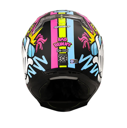 CASCO SHAFT SH-562 BAD BUNNY MATE NEGRO FUCSIA VISOR HUMO