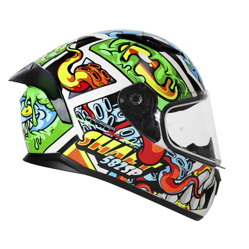 CASCO SHAFT SH-582SP COMIC MONSTE NEGRO VERDE NEON