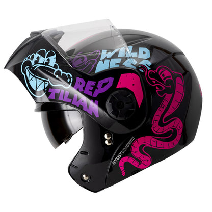 CASCO ICH ICH-3110S REPTILIAN MATE NEGRO FUCSIA NEON