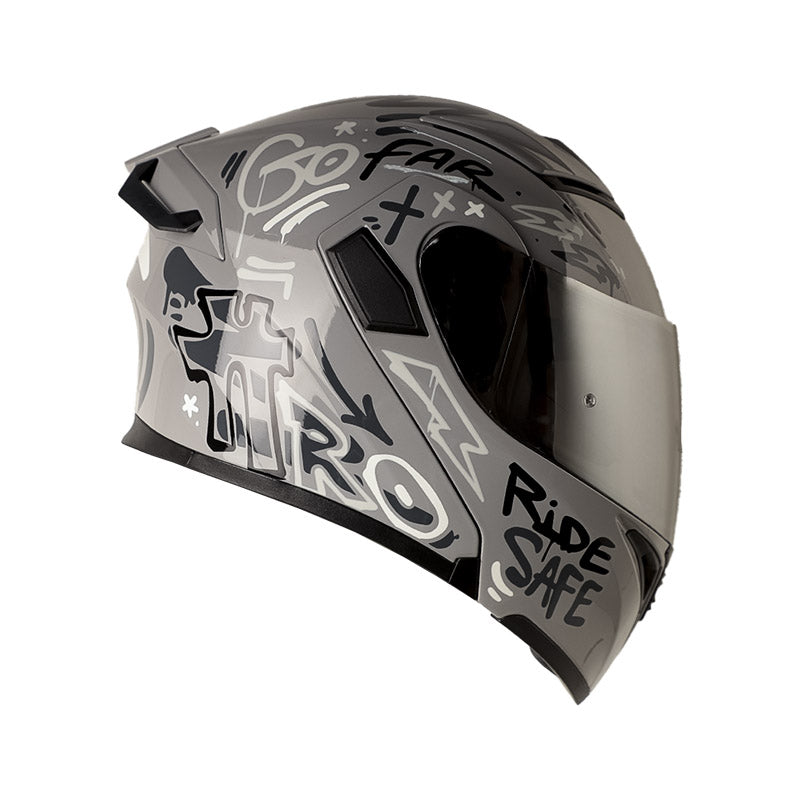 CASCO HRO HRO-3400DV EVO DESTROY GRIS BLANCO VISOR PLATA