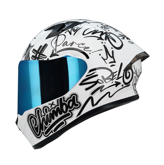 CASCO ICH ICH-503SP PARCE BLANCO NEGRO VISOR AZUL