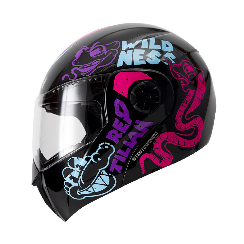 CASCO ICH ICH-3110S REPTILIAN MATE NEGRO FUCSIA NEON