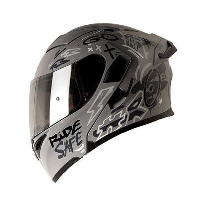 CASCO HRO HRO-3400DV EVO DESTROY GRIS BLANCO VISOR PLATA