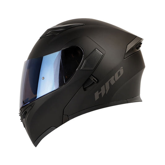 CASCO HRO HRO-3400DV SOLID MATE NEGRO VISOR IRIDIUAM AZUL