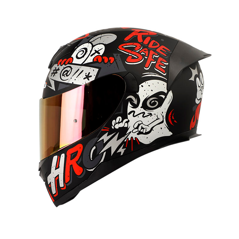 CASCO HRO HRO-511 GHOST MATE NEGRO ROJO VISOR HUMO