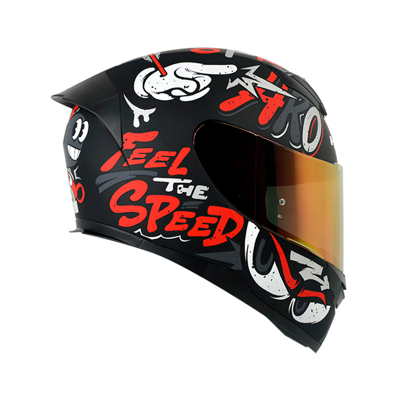 CASCO HRO HRO-511 GHOST MATE NEGRO ROJO VISOR HUMO