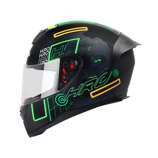 CASCO HRO HRO-511 VAPORWAVE MATE NEGRO VERDE NEON