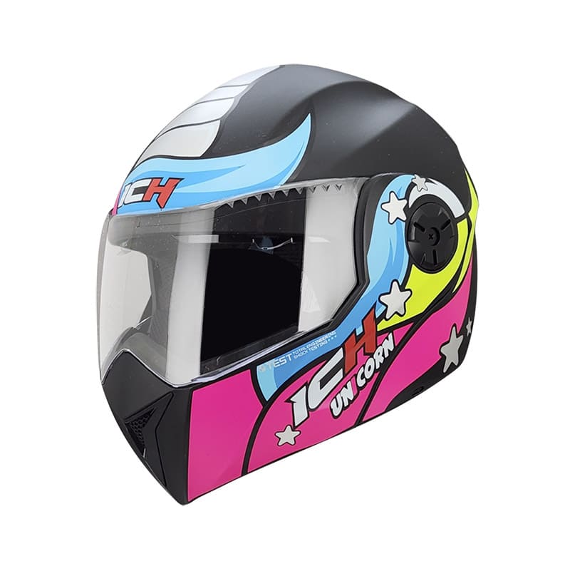 CASCO ICH ICH-3110S UNICORN MATE NEGRO FUCSIA NEON