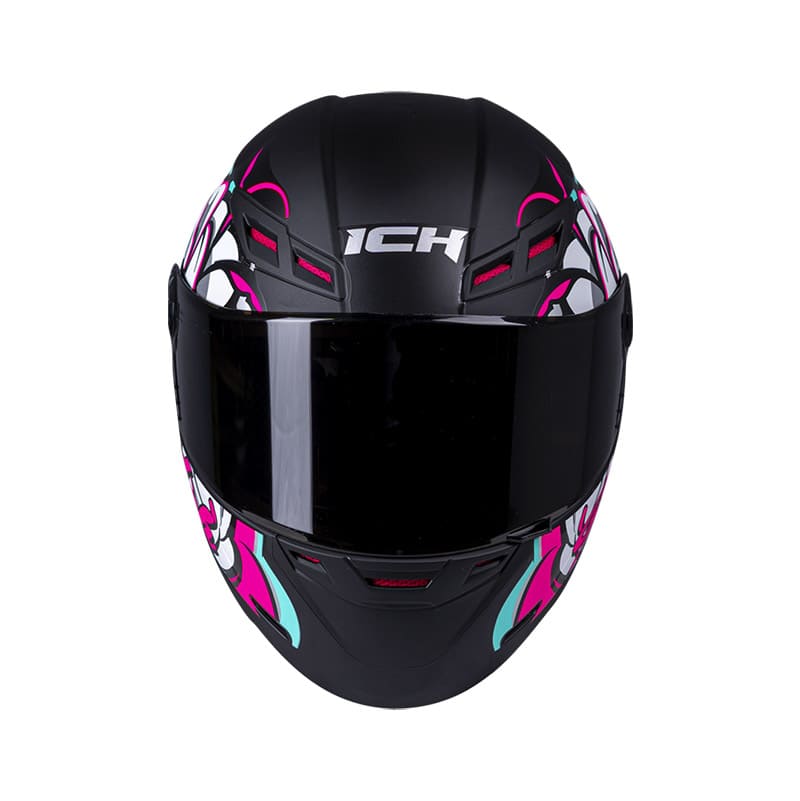 CASCO ICH ICH-501SP BLOOM MATE NEGRO FUCSIA NEON VISOR HUMO