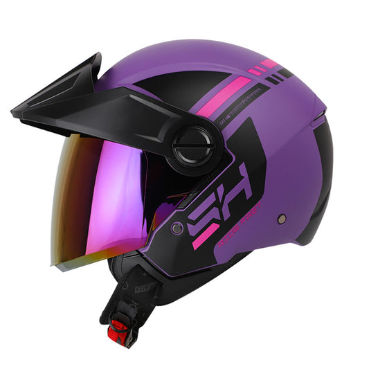 CASCO SHAFT SH-212 JET MATE MORADO NEON FUCSIA VISOR IRIDIUM