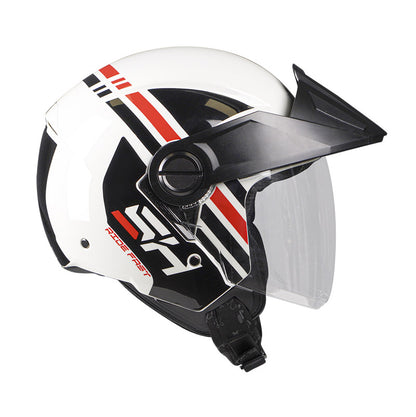 CASCO SHAFT SH-212 JET BLANCO ROJO VISOR HUMO