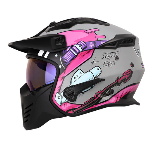 CASCO SHAFT SH-225 FIGHTER MATE GRIS MORADO VISOR IRIDIUM