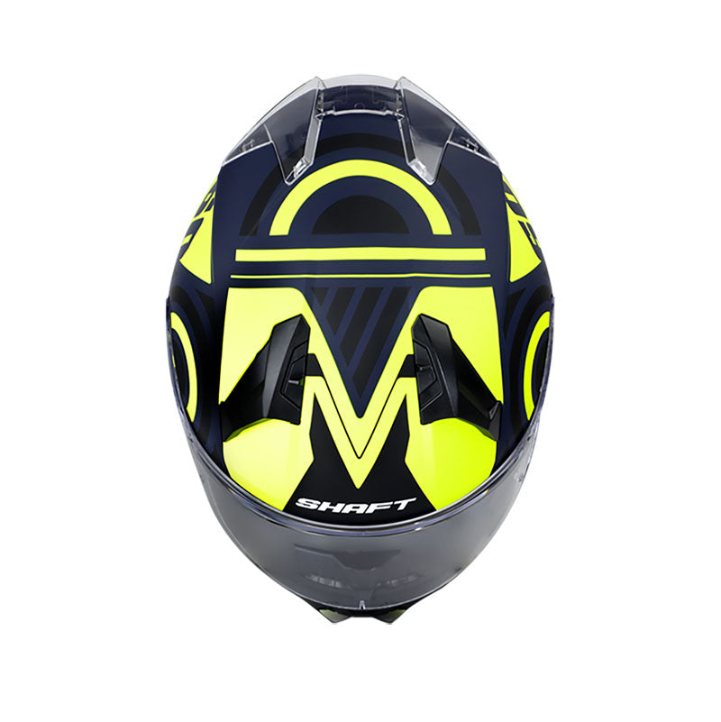 CASCO SHAFT SH-560 DUELO AZUL NAVY AMARILLO NEON