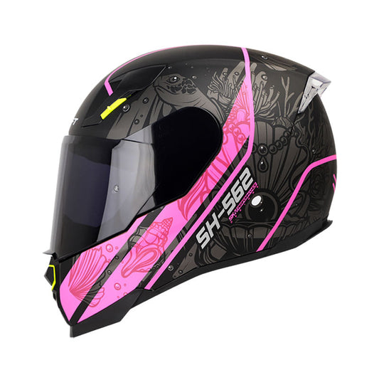 CASCO SHAFT SH-562 WORLD MATE NEGRO FUCSIA NEON VISOR HUMO