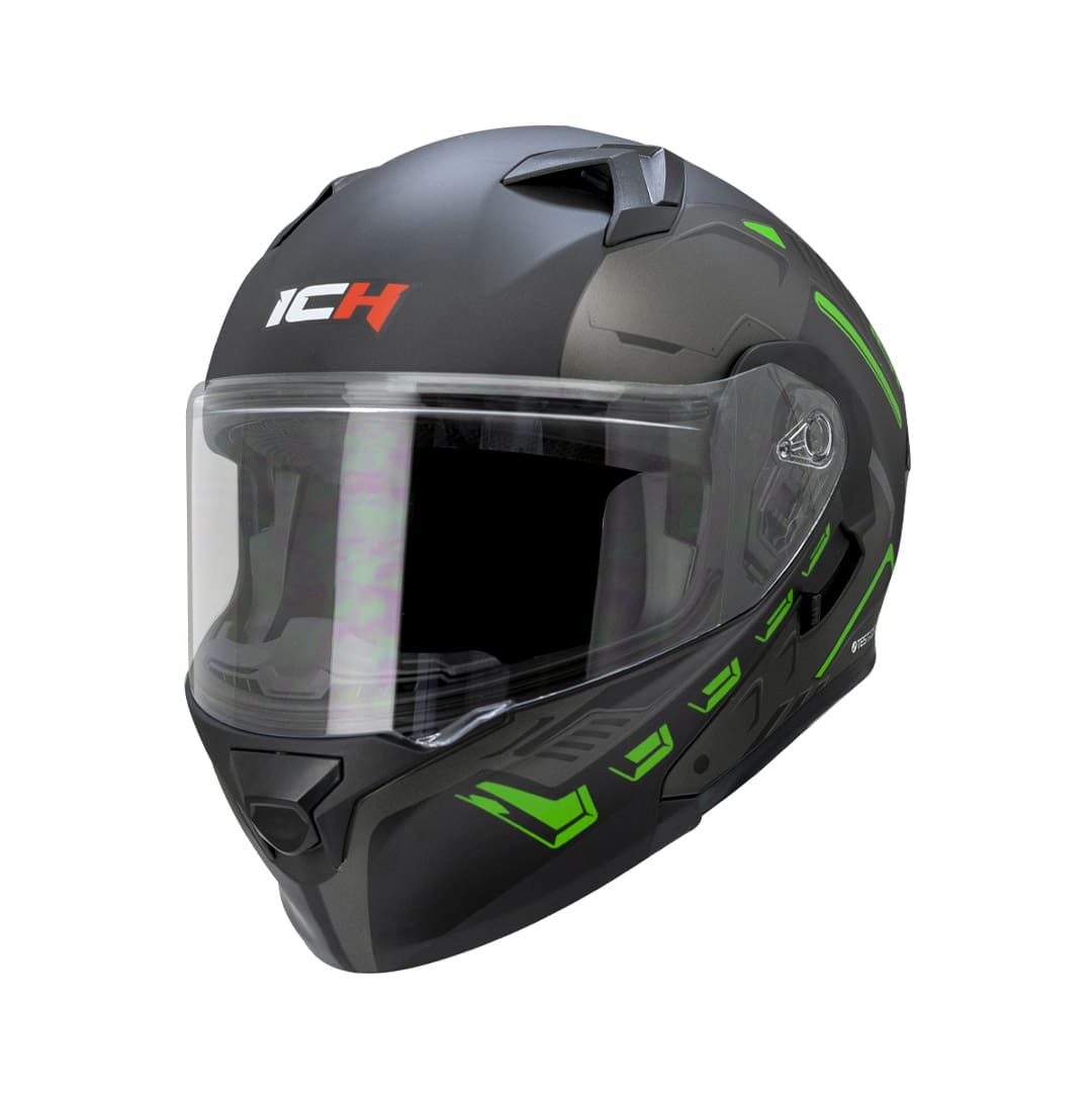 CASCO ICH ICH-3120DV METEOR MATE NEGRO VERDE NEON