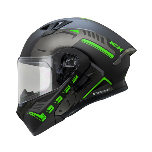 CASCO ICH ICH-3120DV METEOR MATE NEGRO VERDE NEON