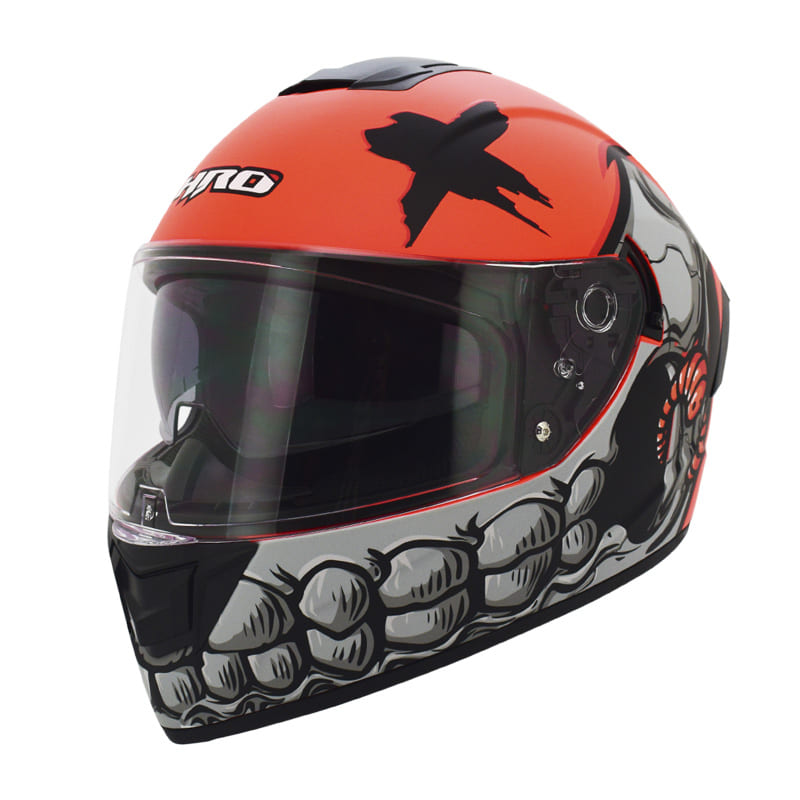 CASCO HRO HRO-518DV REAL EMOJIS MATE NARANJA NEON GRIS