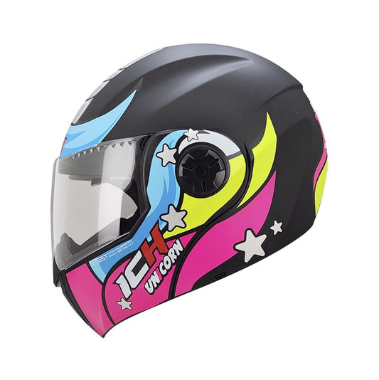 CASCO ICH ICH-3110S UNICORN MATE NEGRO FUCSIA NEON