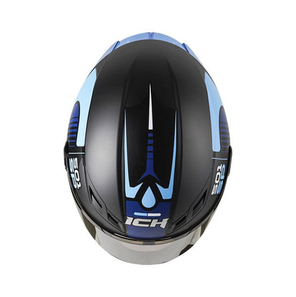 CASCO ICH ICH-501SP BADLY MATE NEGRO AZUL VISOR HUMO