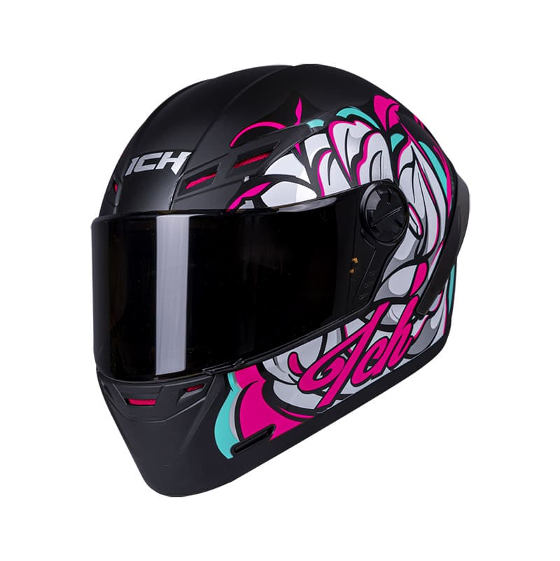 CASCO ICH ICH-501SP BLOOM MATE NEGRO FUCSIA NEON VISOR HUMO