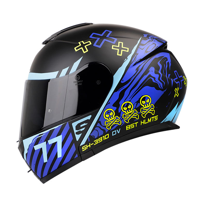 CASCO SHAFT SH-3910DV HELL MATE NEGRO AZUL VISOR HUMO