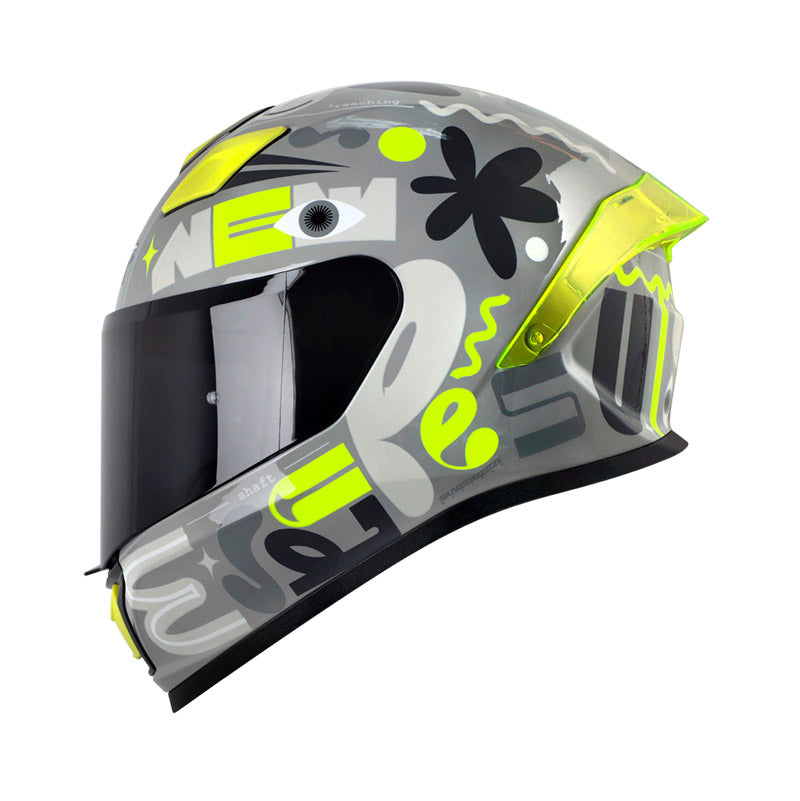 CASCO SHAFT SH-559 U TURN GRIS AMARILLO NEON VISOR HUMO