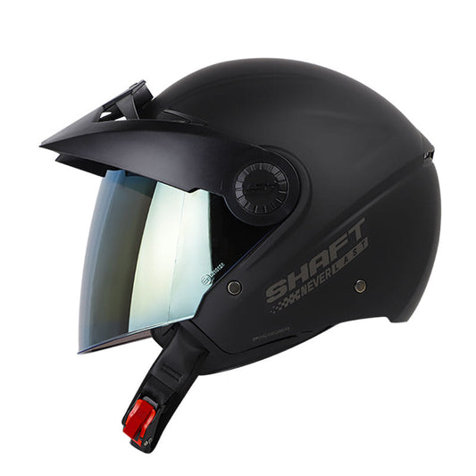 CASCO SHAFT SH-211 SOLID MATE NEGRO VISOR IRIDIUM DORADO