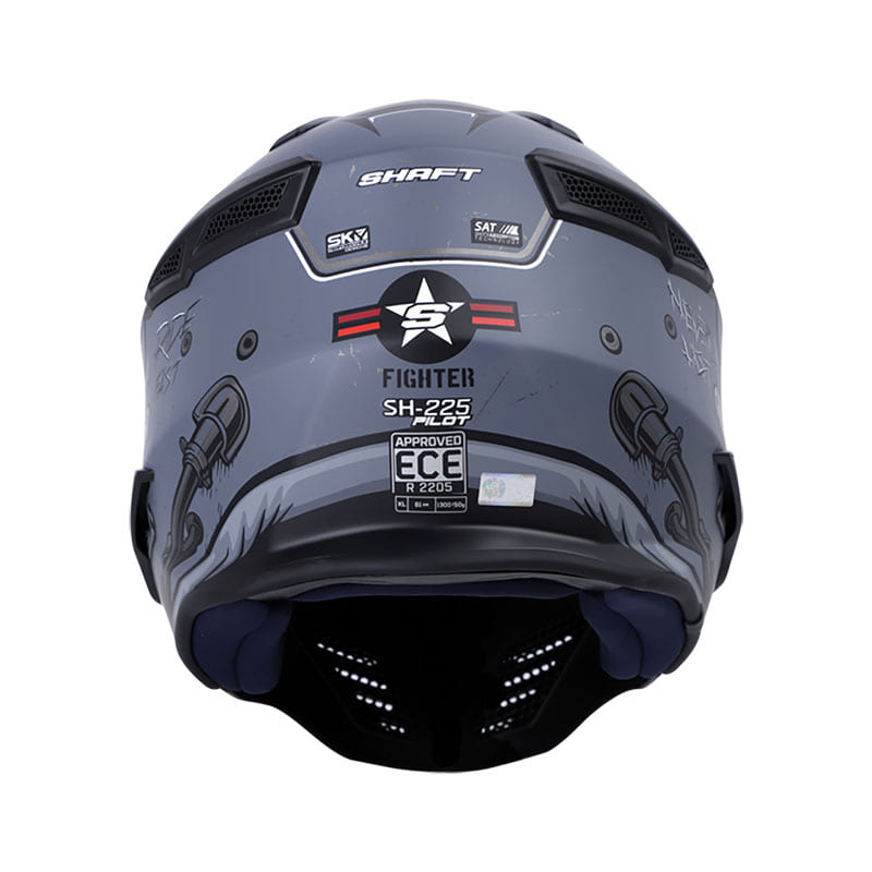 CASCO SHAFT SH-225 FIGHTER MATE GRIS ROJO VISOR PLATA